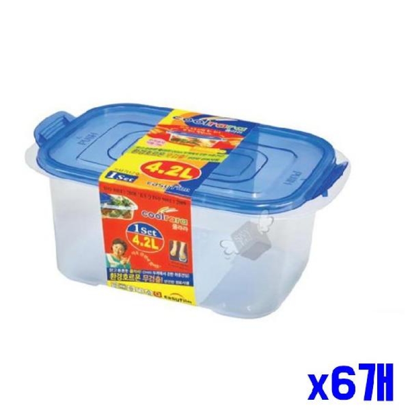(SM)플라스틱 밀폐용기 직사각 4.2L x6개 음식보관