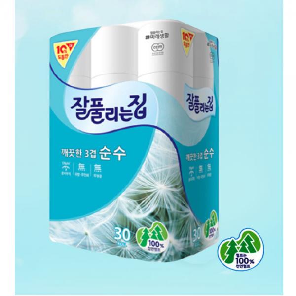 잘풀리는집 3겹 순수 도톰한 화장지 30롤