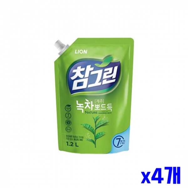 녹차 성분 주방세제 리필 1.2L x4개 주방생필품