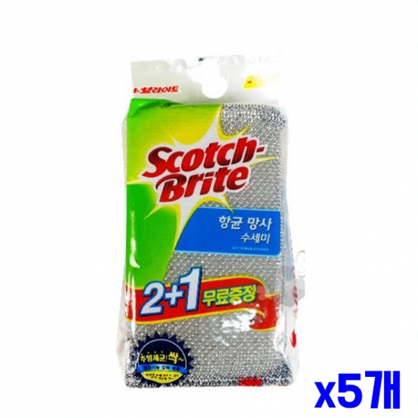 위생적인 항균망사 수세미 3개입 x5개 주방용수세미